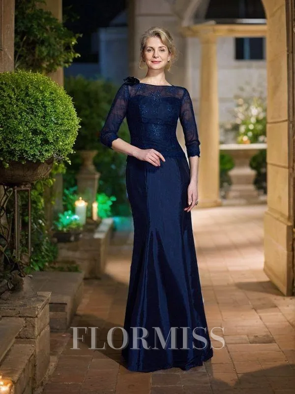 Trumpet/Mermaid Bateau Floor-Length Taffeta Mother of the Bride Dresses With Appliques Lace