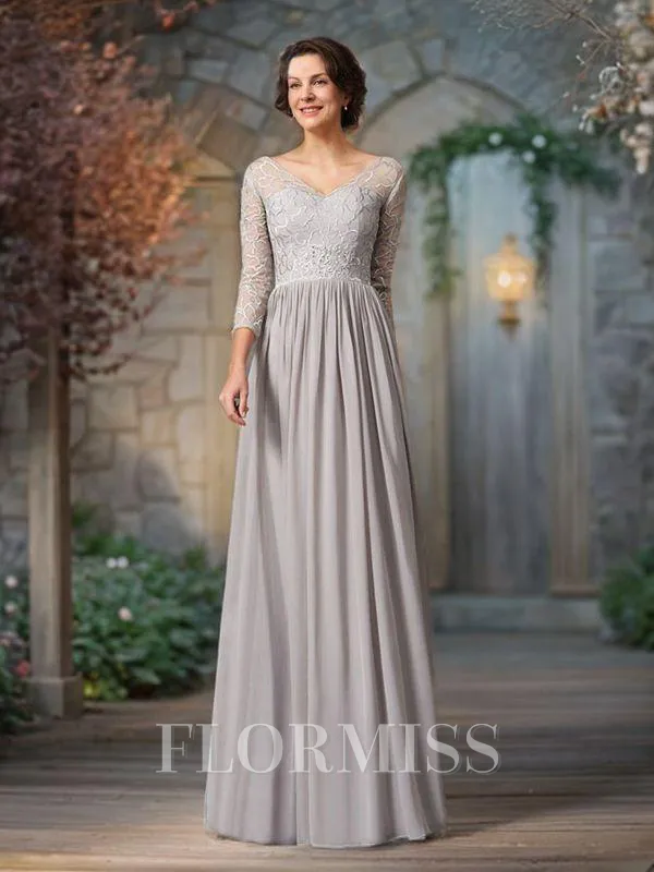 A-Line/Princess V-neck Floor-Length Chiffon Mother of the Bride Dresses With Ruffles