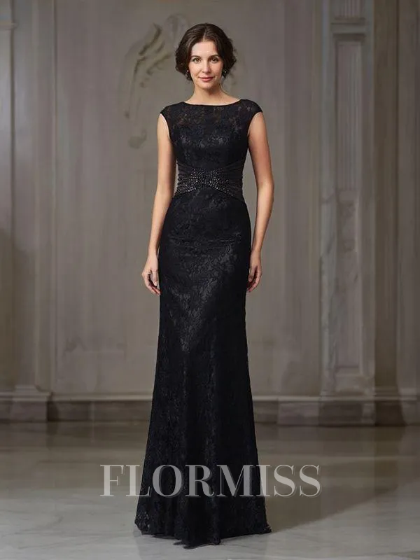 Sheath/Column Scoop Floor-Length Lace Mother of the Bride Dresses With Beading