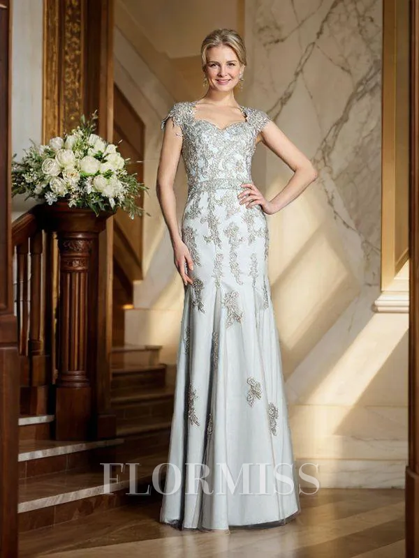 Sheath/Column Sweetheart Floor-Length Satin Mother of the Bride Dresses With Appliques Lace