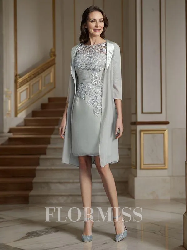 Sheath/Column Scoop Short/Mini Chiffon Mother of the Bride Dresses