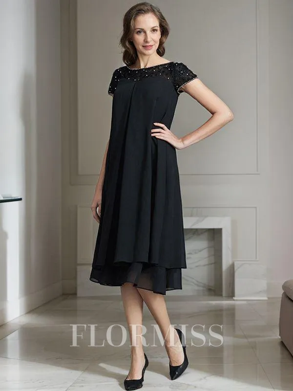 A-Line/Princess Scoop Knee-Length Chiffon Mother of the Bride Dresses