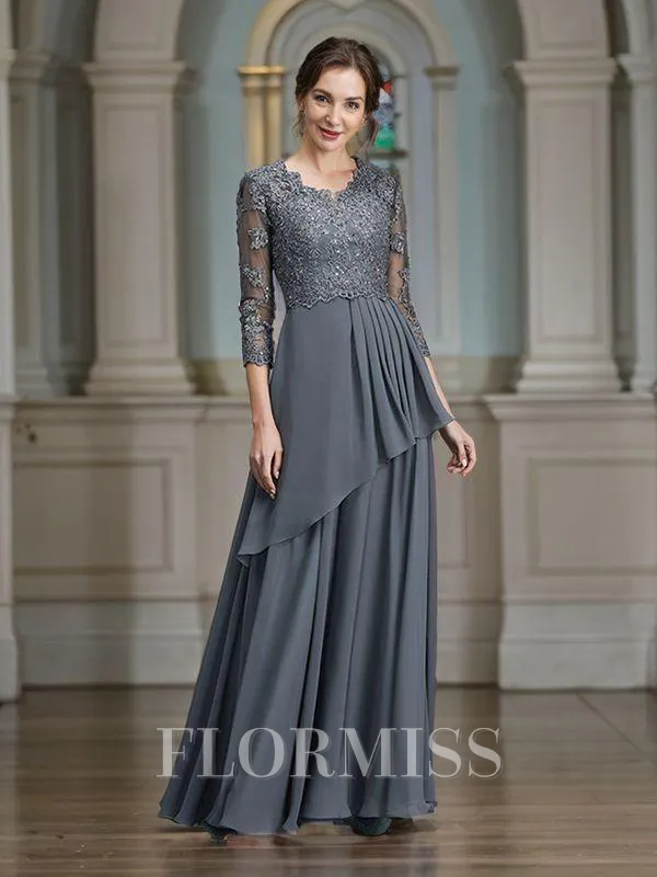 A-Line/Princess V-neck Floor-Length Chiffon Mother of the Bride Dresses With Ruffles