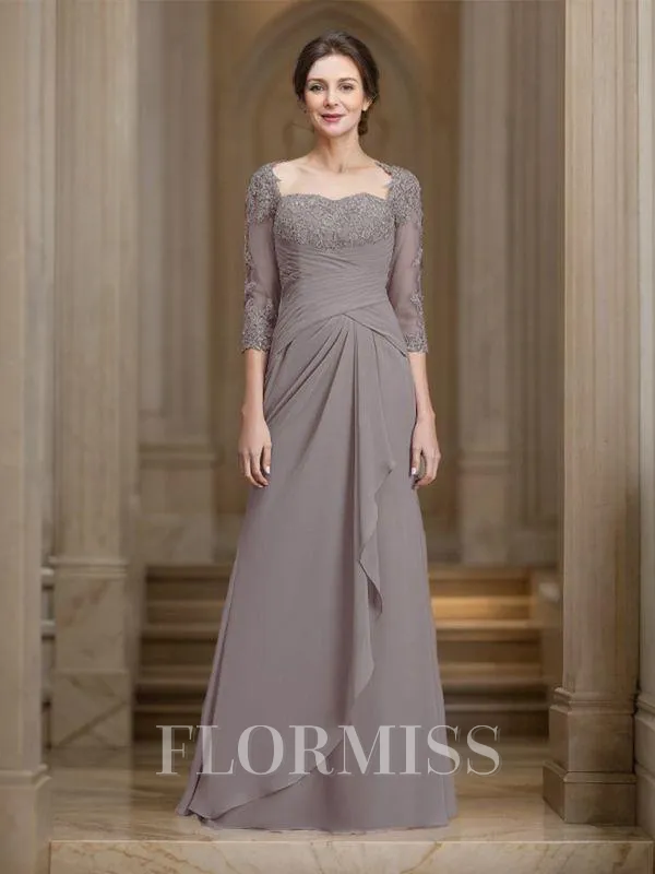 Sheath/Column Sweetheart Floor-Length Chiffon Mother of the Bride Dresses With Ruffles