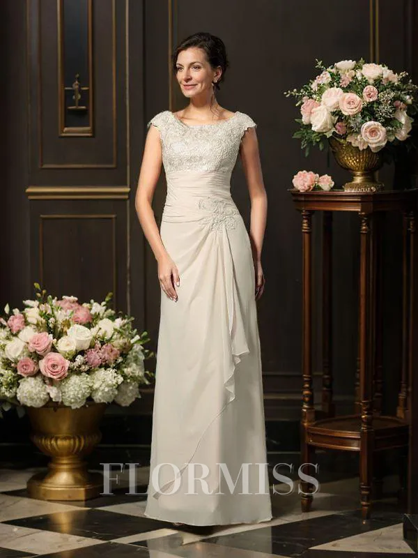 A-Line/Princess Scoop Floor-Length Chiffon Mother of the Bride Dresses With Lace