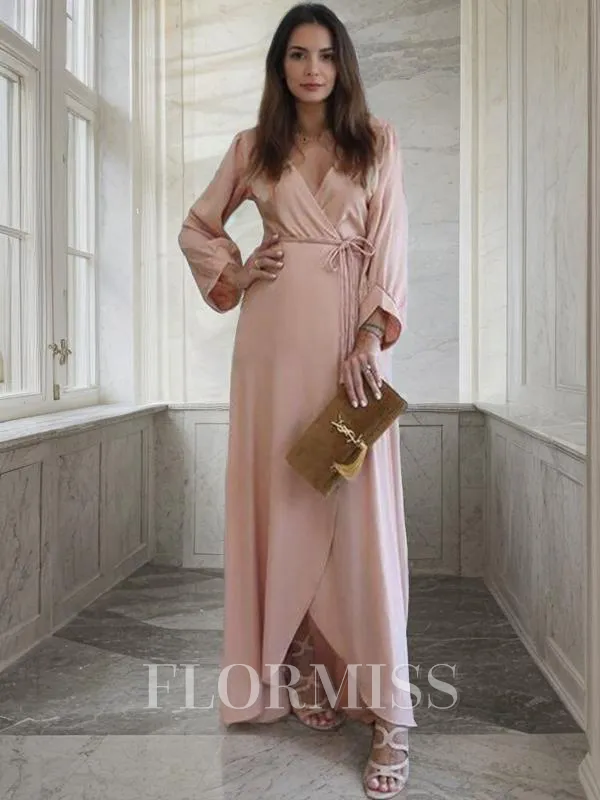 A-Line/Princess V-neck Floor-Length Silk like Satin Mother of the Bride Dresses With Belt/Sash