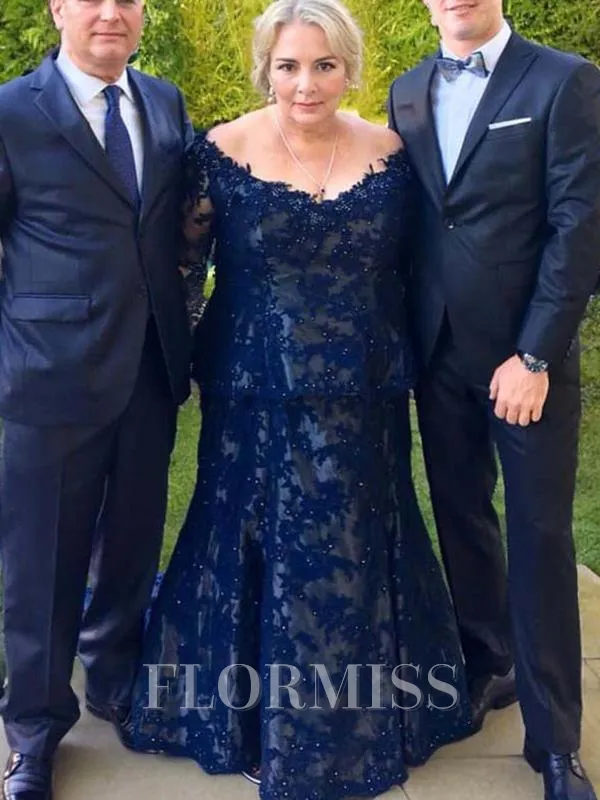 Sheath/Column V-neck Sweep Train Lace Mother of the Bride Dresses