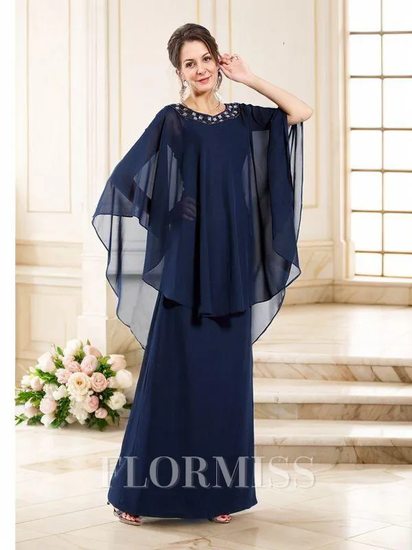 A-Line/Princess Scoop Floor-Length Chiffon Mother of the Bride Dresses