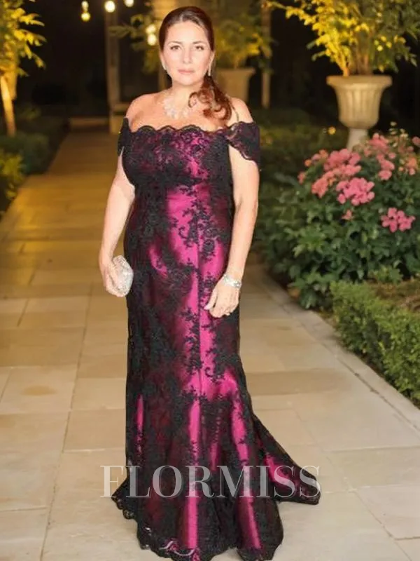 Trumpet/Mermaid Off-the-Shoulder Floor-Length Lace Mother of the Bride Dresses With Appliques Lace