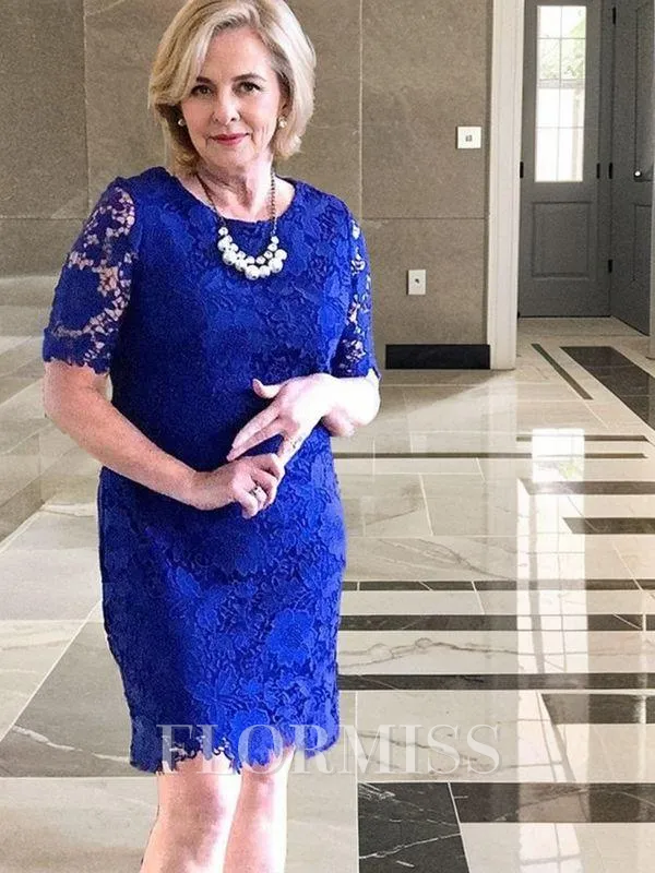 Sheath/Column Scoop Short/Mini Lace Mother of the Bride Dresses