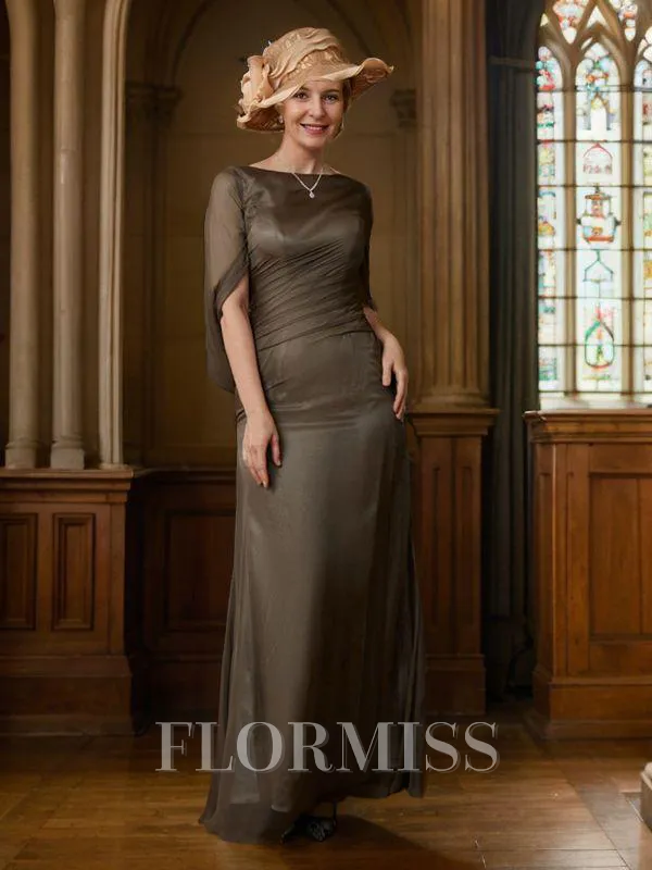 Sheath/Column Scoop Floor-Length 30D Chiffon Mother of the Bride Dresses With Ruffles