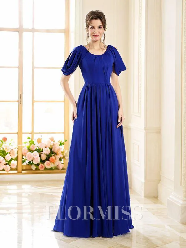 A-Line/Princess Scoop Floor-Length Chiffon Mother of the Bride Dresses