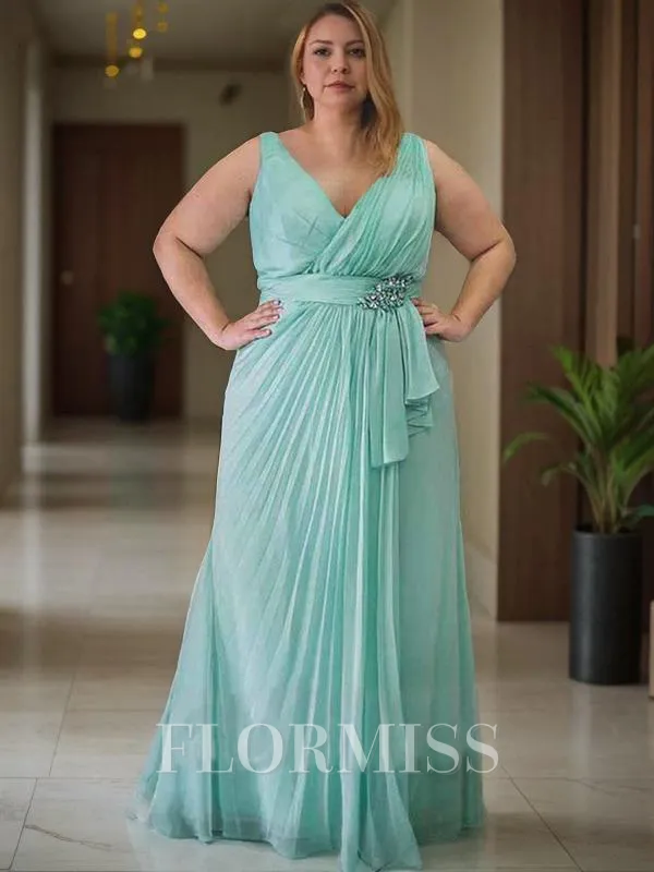 A-line/Princess V-neck Floor-Length Chiffon Mother of the Bride Dresses With Ruched