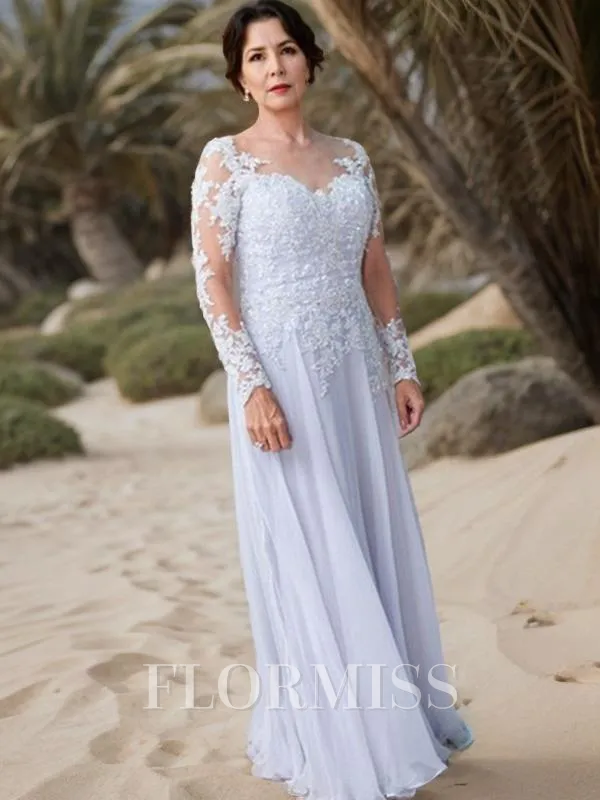 Sheath/Column Scoop Floor-Length Chiffon Mother of the Bride Dresses With Lace
