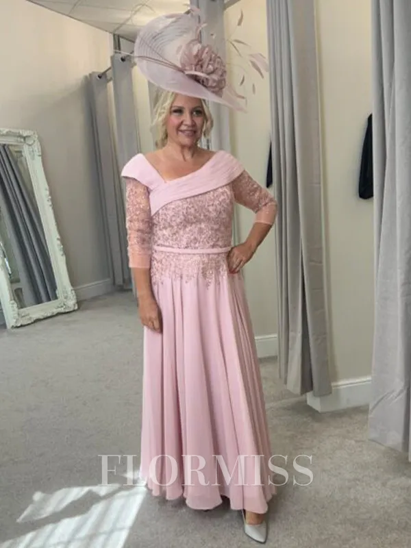 A-Line/Princess Bateau Floor-Length Chiffon Mother of the Bride Dresses With Ruffles