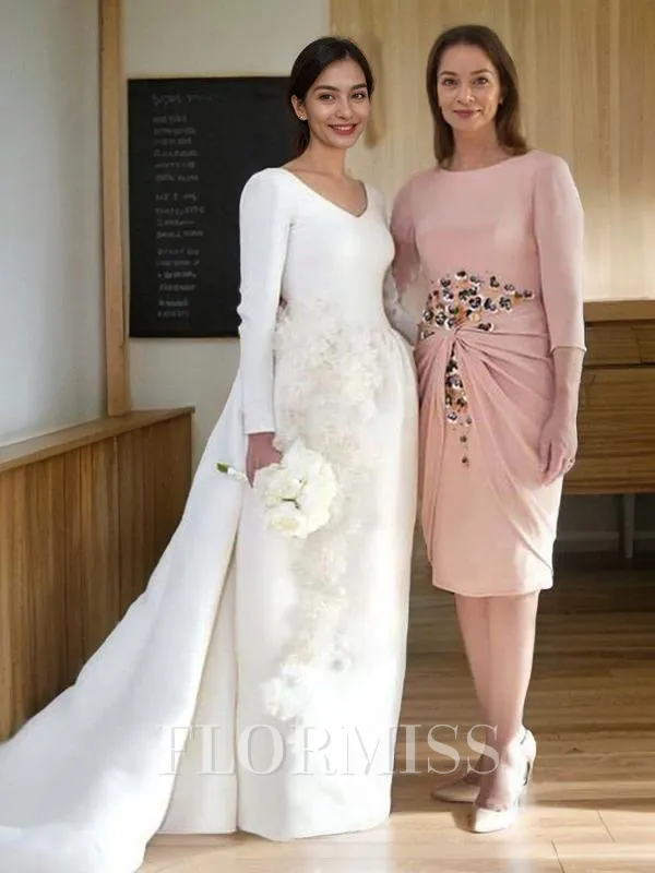 Sheath/Column Scoop Tea-Length Chiffon Mother of the Bride Dresses With Ruffles