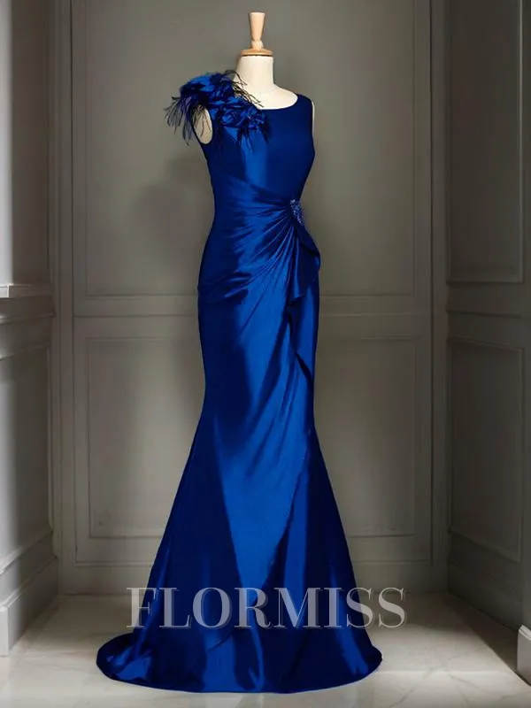 Trumpet/Mermaid Scoop Sweep Train Silk Like Satin Mother of the Bride Dresses With Ruffles