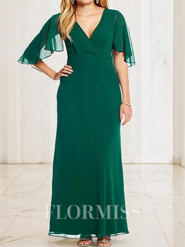Sheath/Column V-neck Floor-Length Chiffon Mother of the Bride Dresses