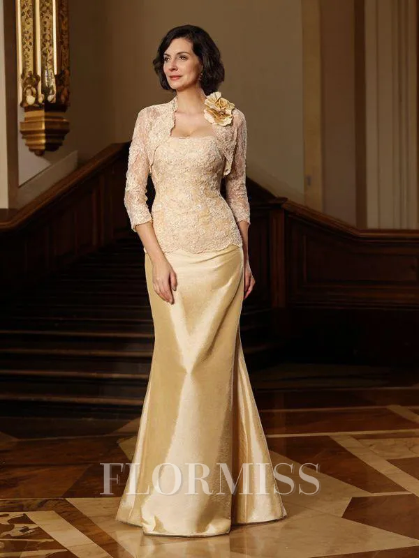 Trumpet/Mermaid Sweetheart Floor-Length Taffeta Mother of the Bride Dresses With Lace