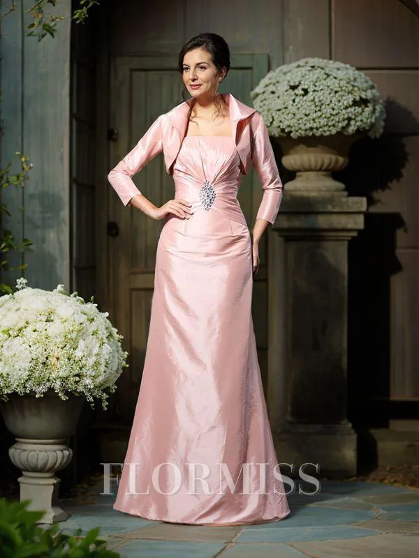 A-Line/Princess Strapless Floor-Length Taffeta Mother of the Bride Dresses With Pleats