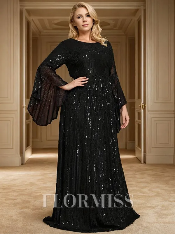 A-line/Princess Scoop Long Sleeves Floor-Length Mother of the Bride Dress