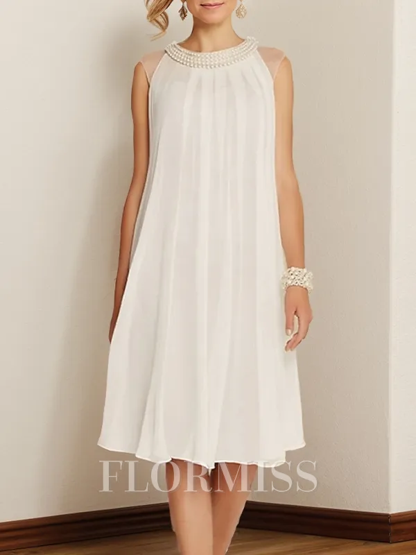 A-line/Princess Chiffon Scoop Sleeveless Tea-Length Mother of the Bride Dress