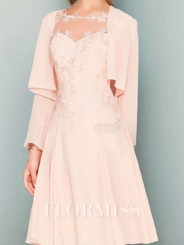 A-line/Princess Chiffon Scoop Sleeveless Knee-Length Mother of the Bride Dress