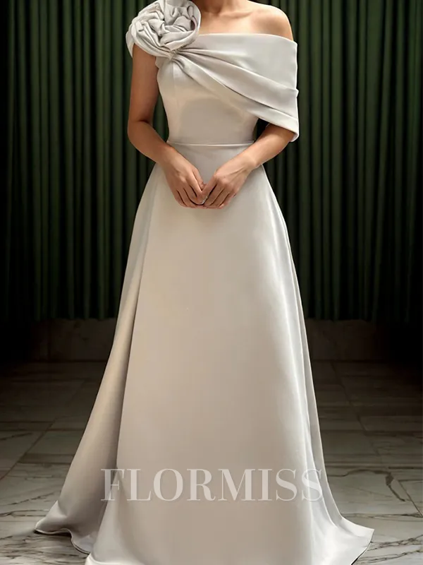 A-line Flower Floor-Length Satin Corset Mother of the Bride Dress