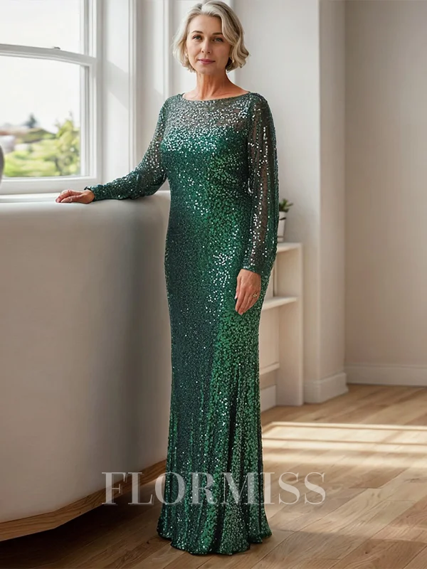 Sheath/Column Other Scoop Long Sleeves Floor-Length Mother of the Bride Dress