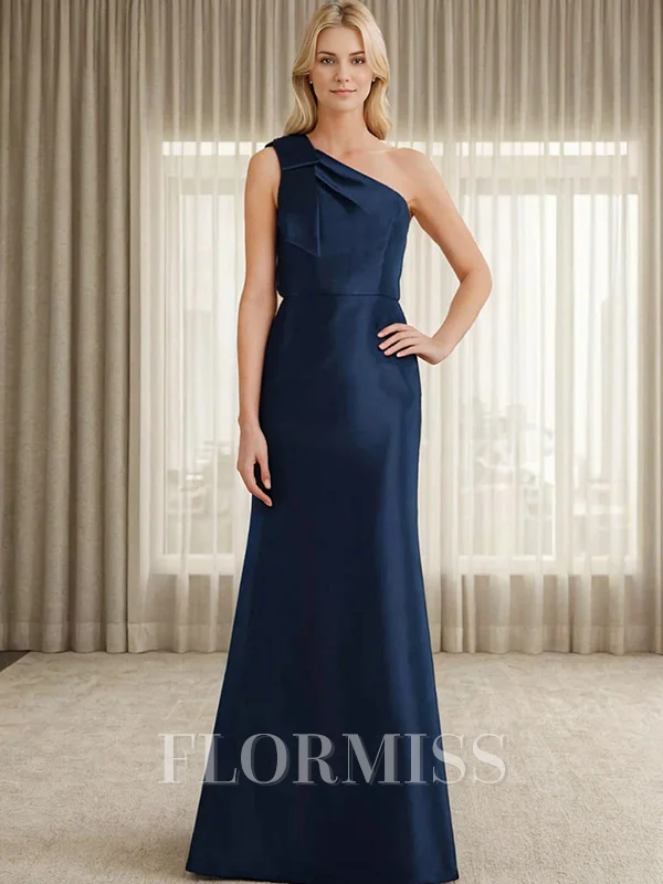Sheath/Column Satin One Shoulder Sleeveless Floor-Length Mother of the Bride Dress