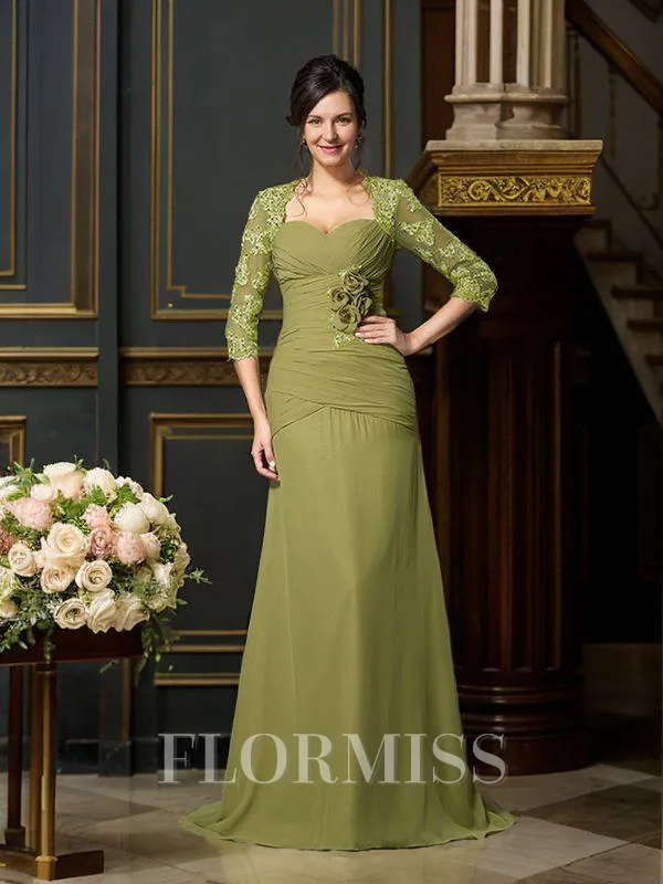 A-Line/Princess Sweetheart Floor-Length Chiffon Mother of the Bride Dresses With Flower