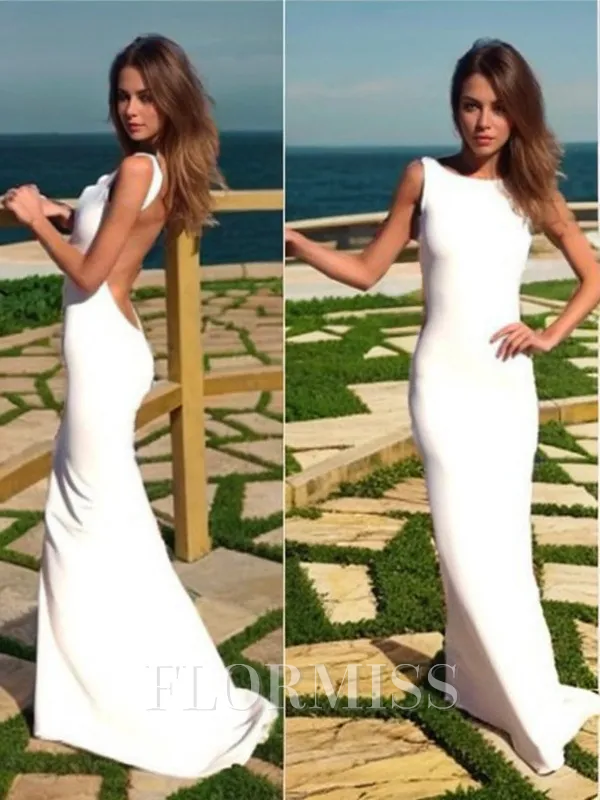 Trumpet/Mermaid High Neck Sweep Train Jersey Prom Dress