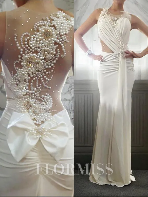 Trumpet/Mermaid Scoop Sweep Train Prom Dress With Bow