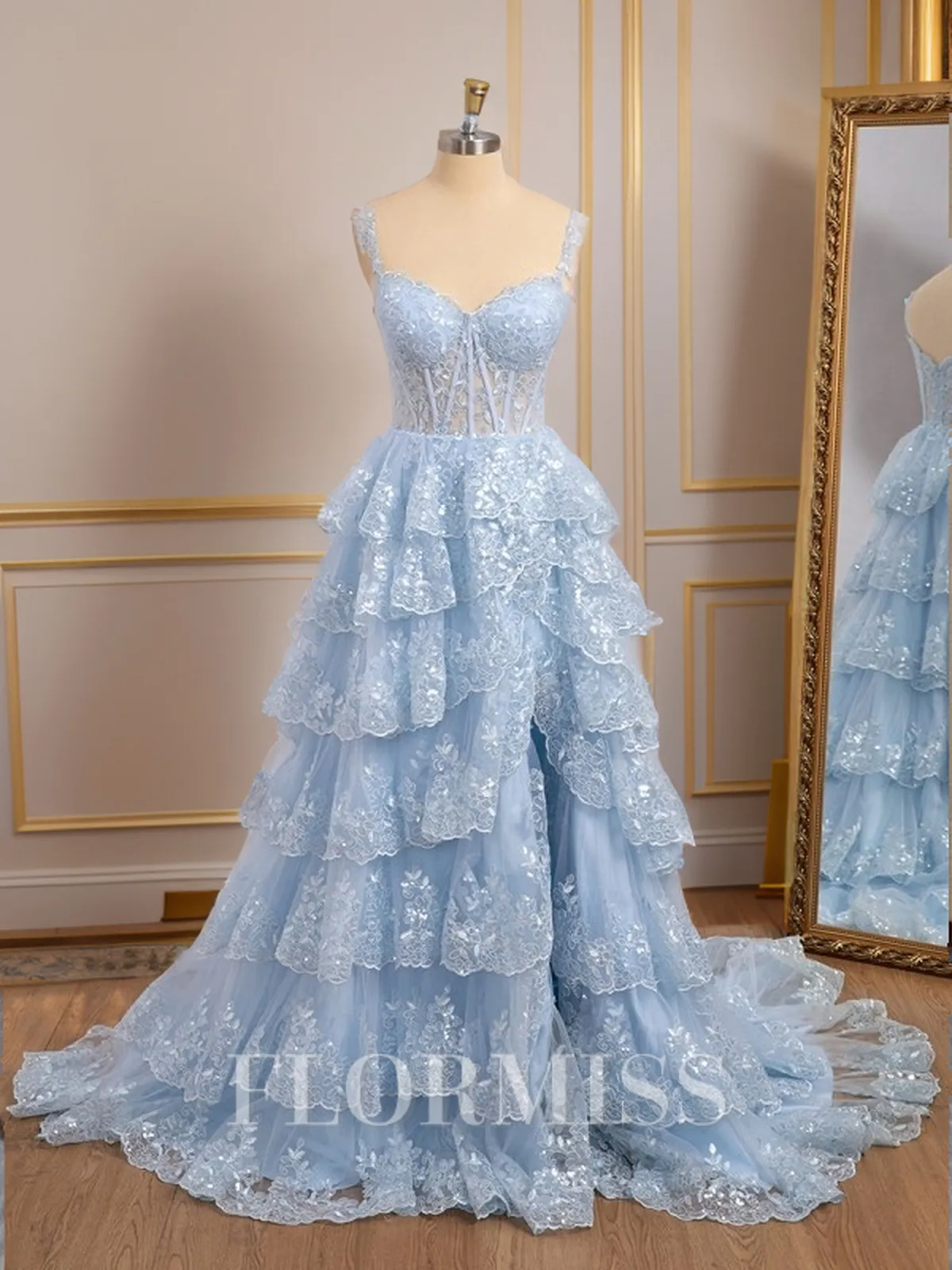 A-line Tulle Off-the-Shoulder Appliques Lace Court Train Corset Porm Dress