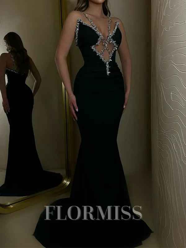 Sheath/Column Silk Like Satin Sweetheart Sleeveless Court Train Porm Dress