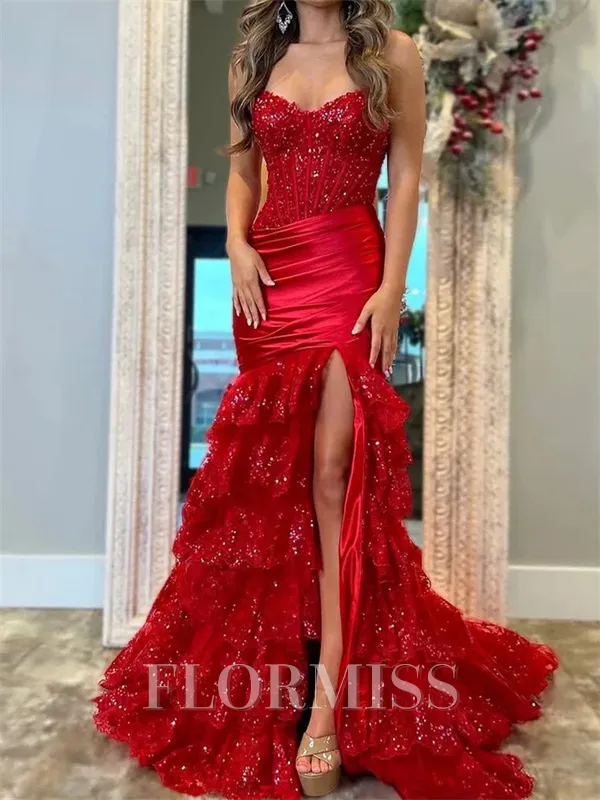 Sheath Sweetheart Appliques Lace Court Train Silk Like Satin Corset Porm Dress