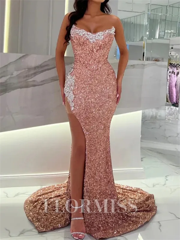 Sheath Straight Beading Court Train Velvet Sequins Porm Dress