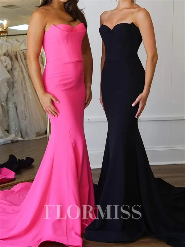 Sheath Sweetheart Court Train Stretch Crepe Porm Dress