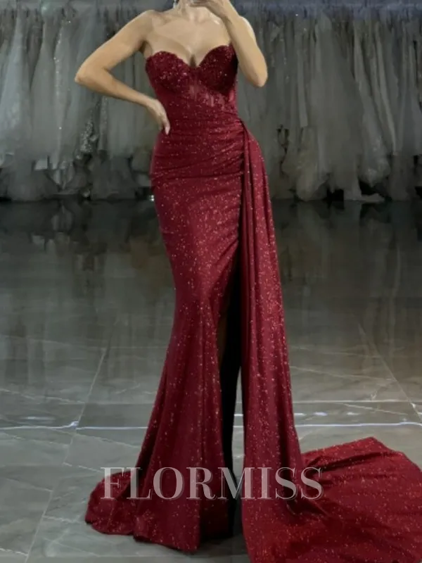 Sheath Sweetheart Appliques Lace Sweep Train Corset Porm Dress