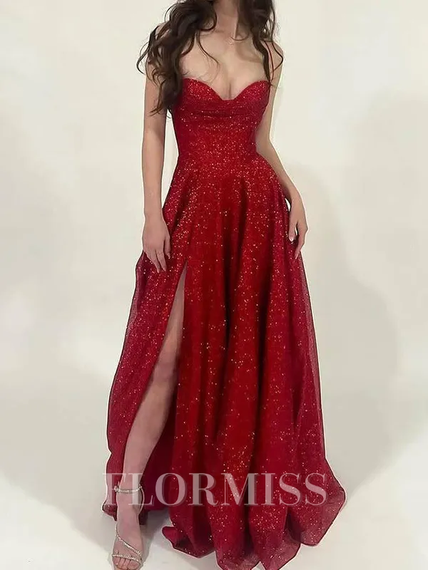 A-line/Princess Sweetheart Floor-Length Corest Porm Dress