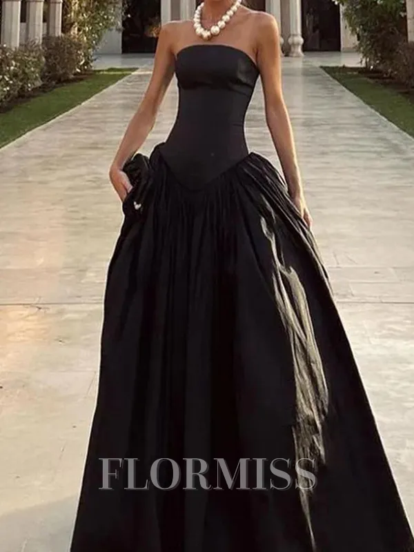 A-line Straight Floor-Length Taffeta Porm Dress