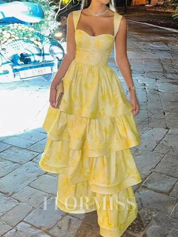 A-line Other Square Sleeveless Floor-Length Prom Dresses