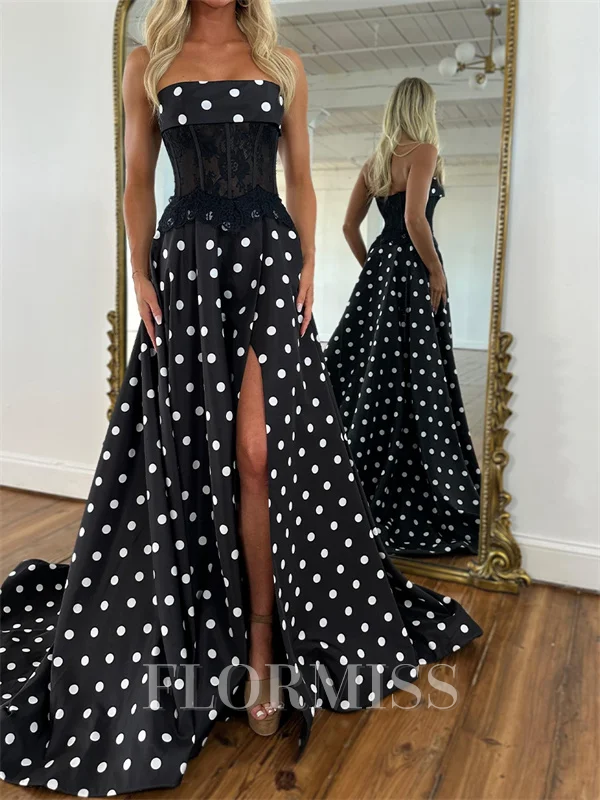 A-line Straight Ruffles Sweep Train Corset Prom Dress