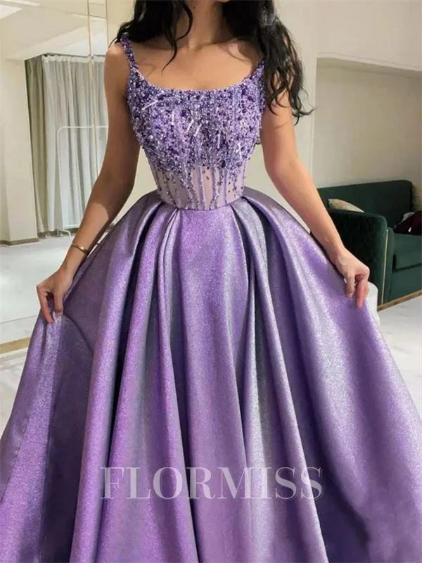 A-line Square Ruffles Floor-Length Corset Prom Dress