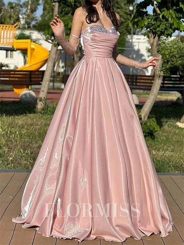 A-line Sweetheart Ruffles Floor-Length Corset Prom Dress