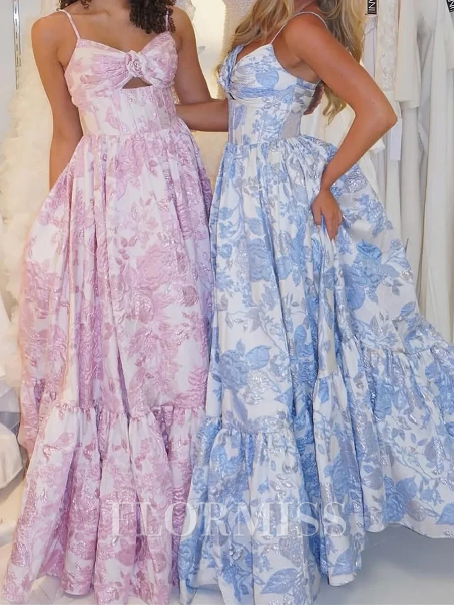 A-line Spaghetti Straps Pleated Floor-Length Other Corset Prom Dress