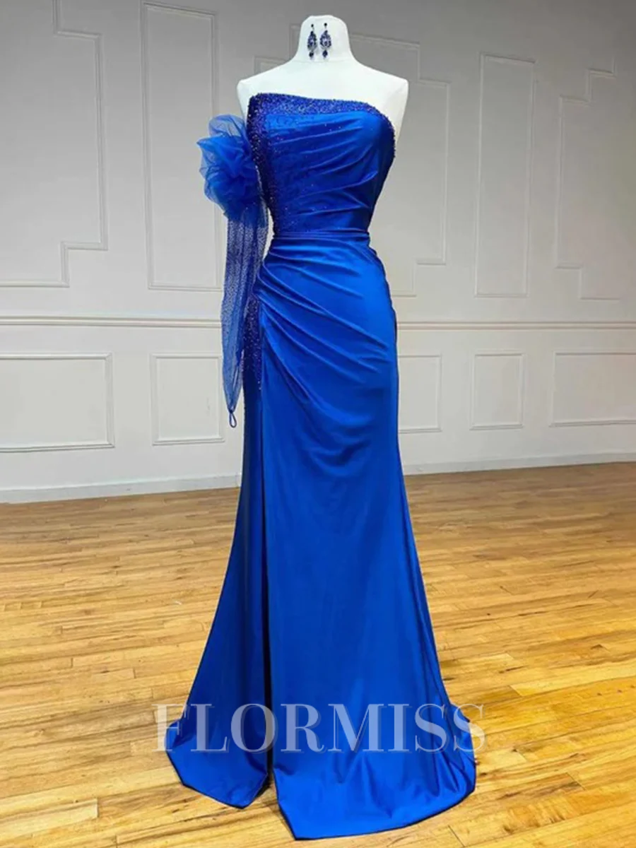 Sheath Straight Beading Floor-Length Silk Like Satin Corset Prom Dress