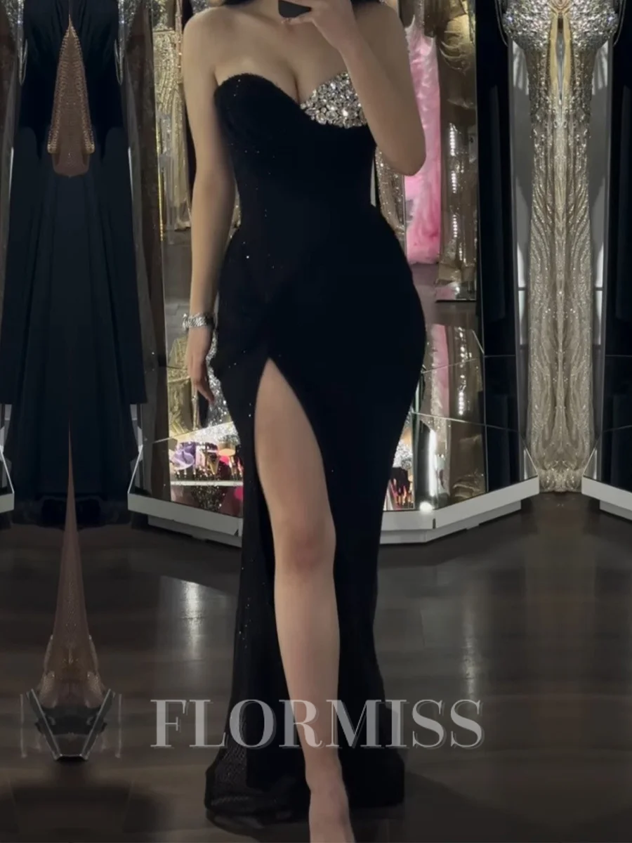 Sheath Sweetheart Sequin Floor-Length Sequins Prom Dress