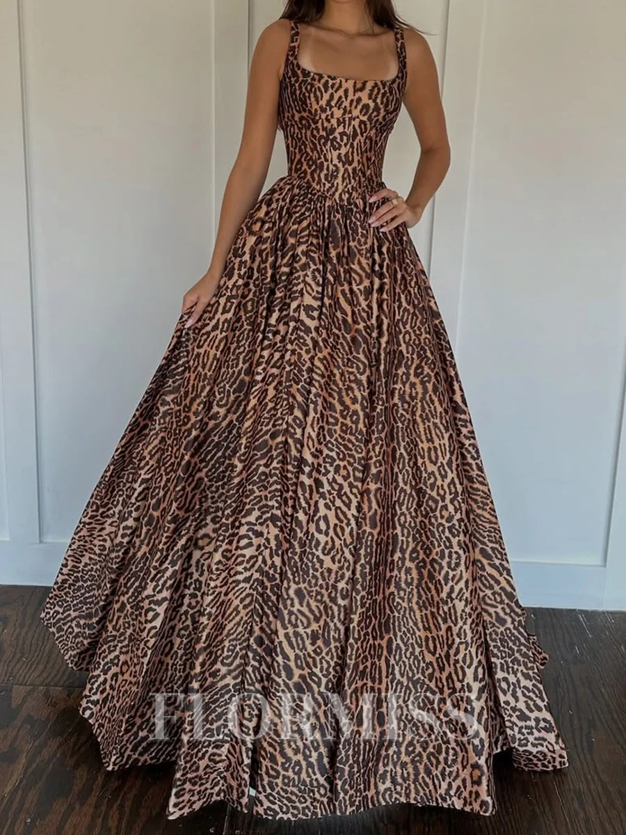 A-line Square Ruffles Floor-Length Corset Prom Dress