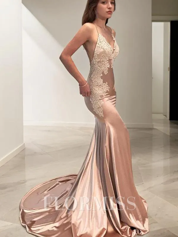 Trumpet/Mermaid Straps Sweep Train Silk like Satin Prom Dress